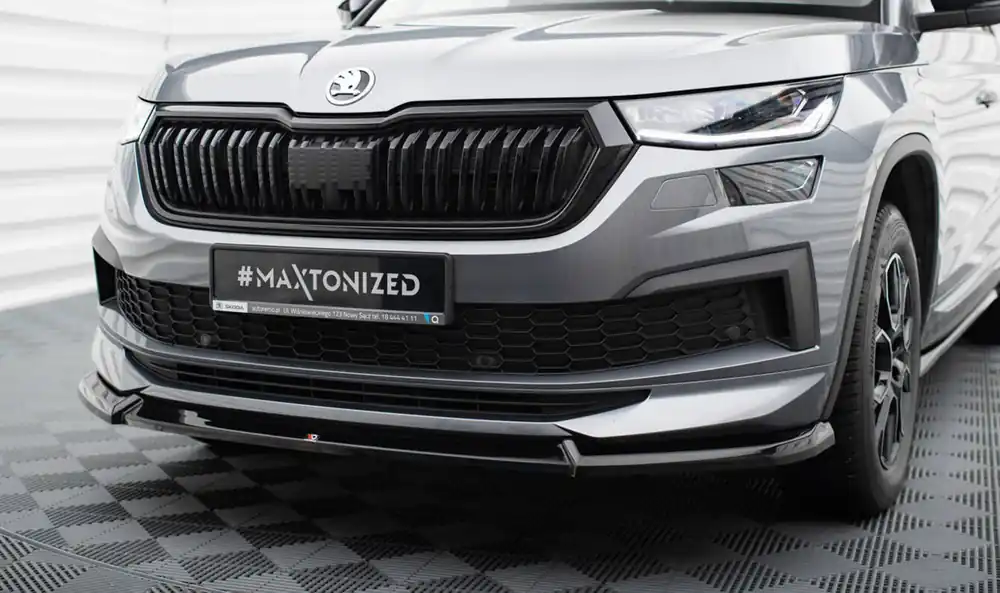 Autentický Škoda Kodiaq Sportline face-Spoiler předního nárazníku Mk1 (černý lesk V1) Maxton