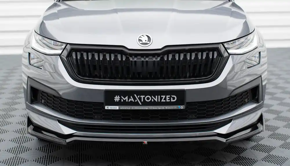 Škoda Kodiaq Sportline face-Spoiler předního nárazníku Mk1 (černý lesk V2) Maxton Super Cena