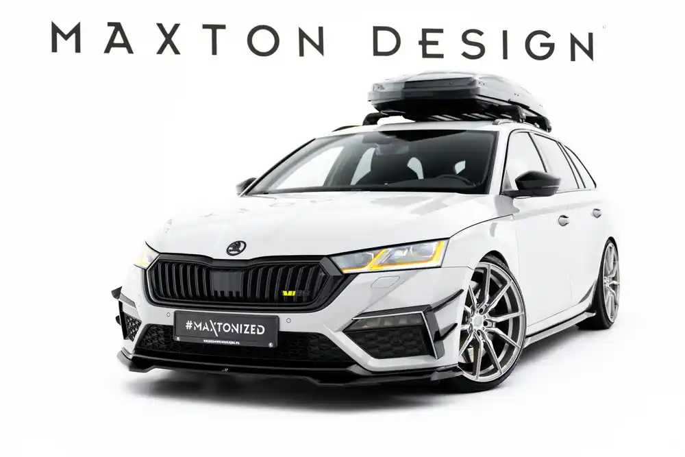 Akce Škoda Octavia IV RS-Spoiler předního nárazníku Mk4 (černý lesk V4) Maxton