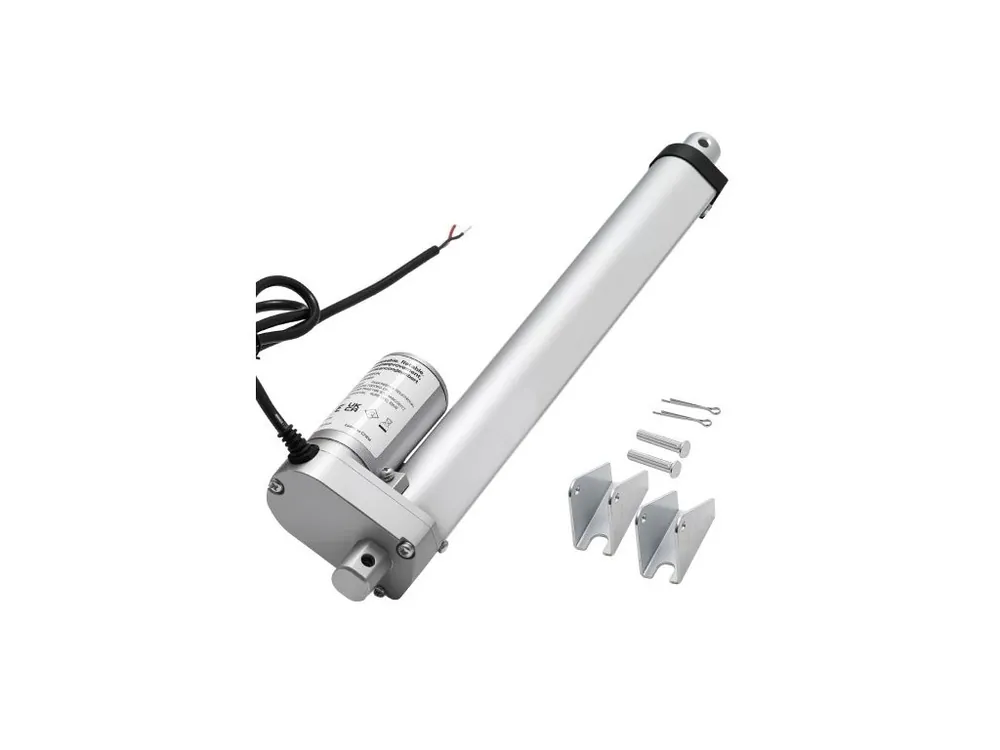 Originální Lineární aktuátor 12V, zdvih 250 mm, vysokorychlostní 15 mm/s, lineární aktuátor 1000 N - s krytím IP54 a montážním držákem pro zvedací stůl, polohovací křesla, otvírač okenních a dveří