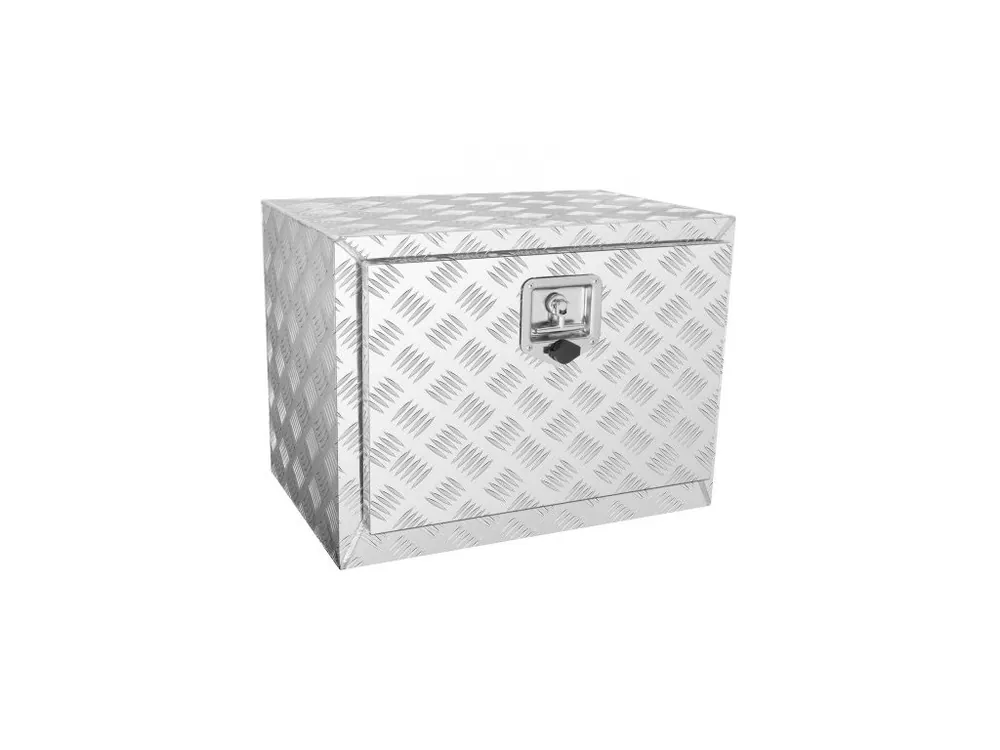 Zlevněný úložný box na podvozek nákladního vozu, 61 x 35,6 x 40,6 cm, úložný box na pickup, odolný hliníkový box na nářadí s diamantovým plechem se zámkem a klíči, vodotěsný úložný box na přívěs s T-rukojetí pro nákladní automobily, dodávky, přívěsy