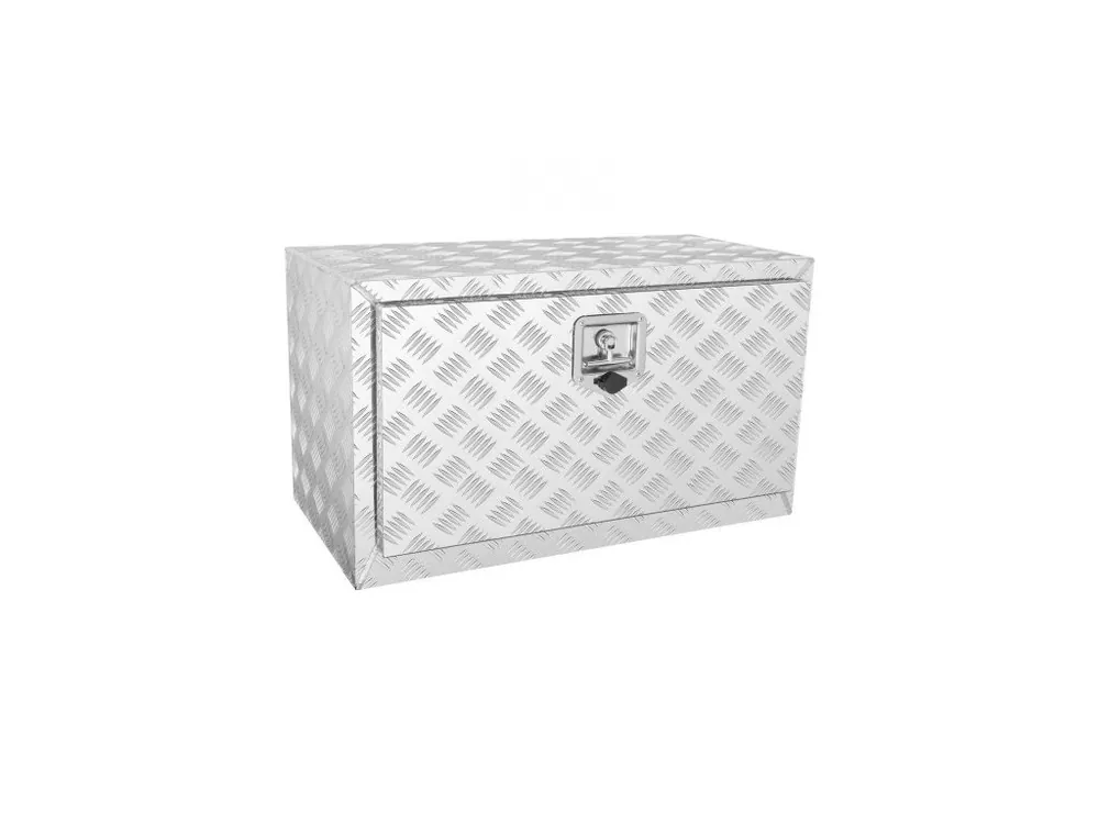 úložný box na podvozek nákladního vozu, úložný box na pickup 760×355×405 mm, odolný hliníkový box na nářadí s diamantovým plechem se zámkem a klíči, vodotěsný úložný box na přívěs s T-rukojetí pro nákladní automobily, dodávky, přívěsy Expresní Doručení
