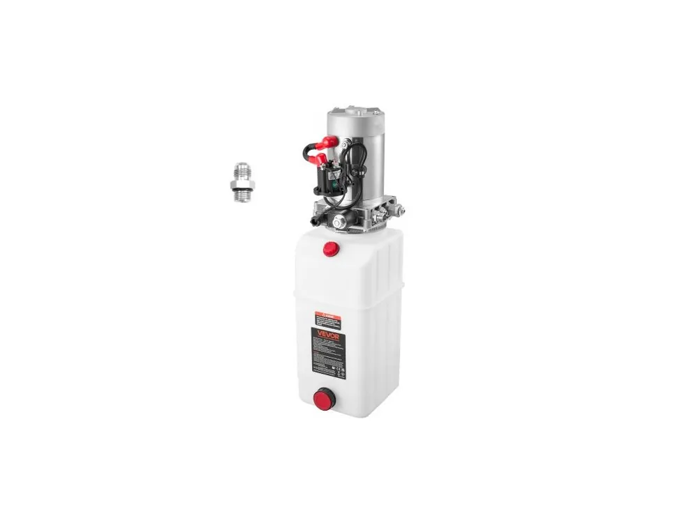 Hydraulický agregát 6 L, jednočinné čerpadlo pro sklápěcí přívěs, maximální přetlak 22 MPa a průtok 3,4 l/min, hydraulické čerpadlo DC 12V s kovovou nádrží pro zvedání sklápěcích přívěsů, bílá Expresní Doručení