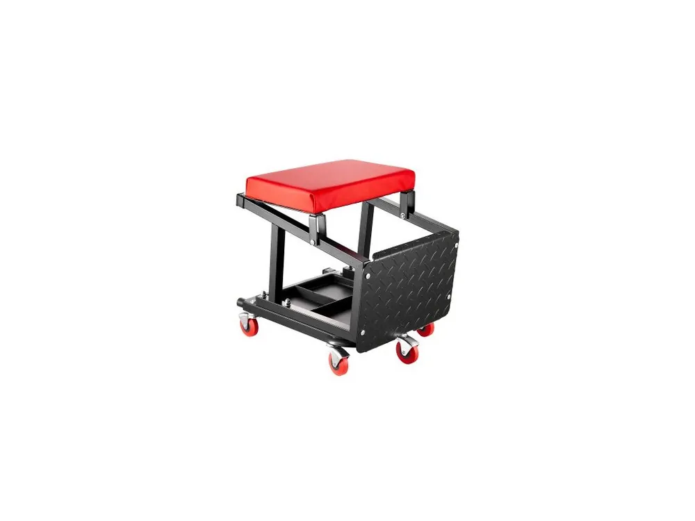 Židle pro mechaniky , nosnost 136 kg, garážové sedadlo/pracovní židle s kolečky, otočná o 360° s odkládacím stolem na nářadí, plazivá židle/stupeň pro mechaniky, do garáže, dílny a autoservisu, černá Nakupujte Hned