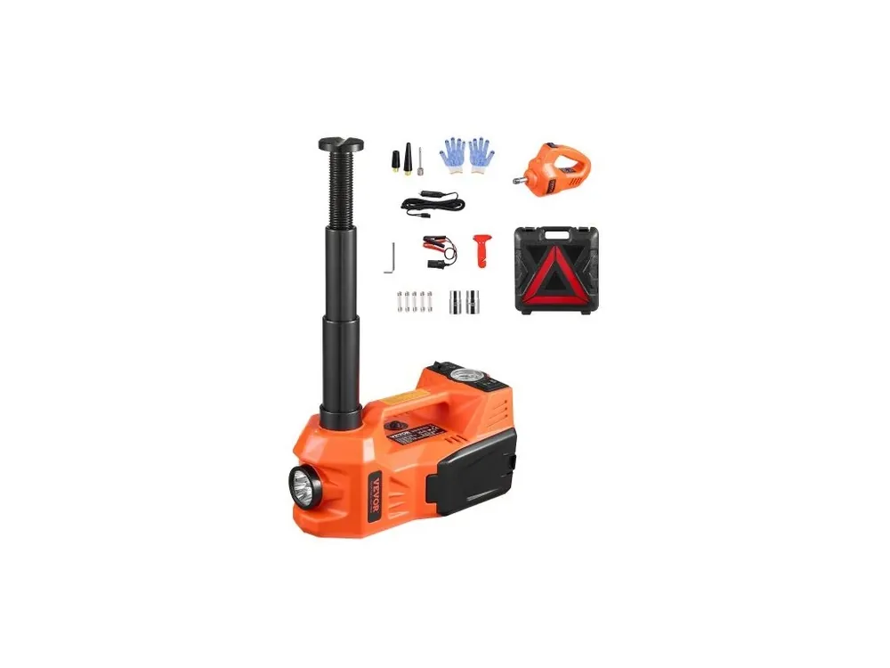 Elektrický autozvedák , 5 tun / 11 000 liber, elektrický nůžkový zvedák s vestavěným hustilkem, 12V výměna pneumatik s elektrickým rázovým utahovákem a LED světlem, přenosná sada zvedáku pro sedan, SUV, nákladní vůz Jen Po Omezenou Doba