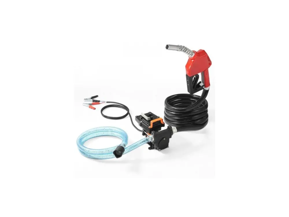 Přečerpávací palivové čerpadlo , 12V DC 57L/min (15 GPM) 186W (1/4 HP), přenosné elektrické přečerpávací čerpadlo na naftu s automatickým vypínáním palivové trysky, dlouhá vstupní a výstupní hadice pro benzín, naftu, petrolej a směsi methanolu Cenová Bomba