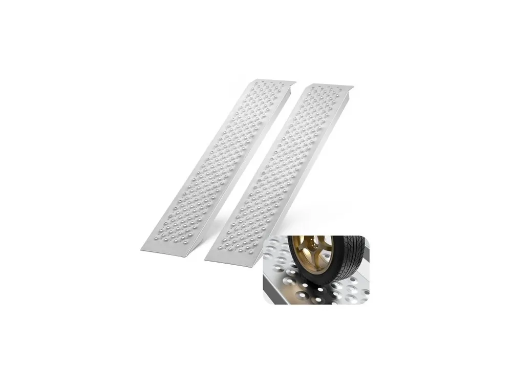 Přenosné nakládací rampy , 2 ks 1200 x 215 mm, sada odolných hliníkových nakládacích ramp s protiskluzovými otvory, kompaktní design a snadné skladování, nosnost 399,2 kg, pro čtyřkolky, traktory, sekačky na trávu, vozíky Super Cena