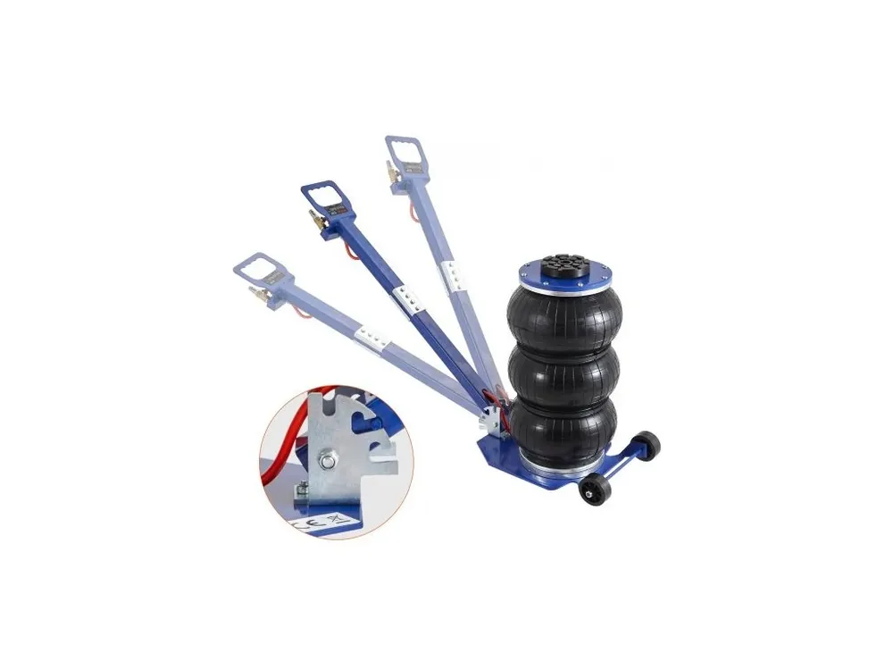 Jen Po Omezenou Doba Pneumatický zvedák , trojitý airbagový zvedák 3 tuny/3000 kg, airbagový zvedák se šesti ocelovými trubkami, zdvih až 44,9 cm, rychlý zdvih 3-5 s, s nastavitelnými dlouhými rukojeťmi pro auta, garáže, opravy (modrý)