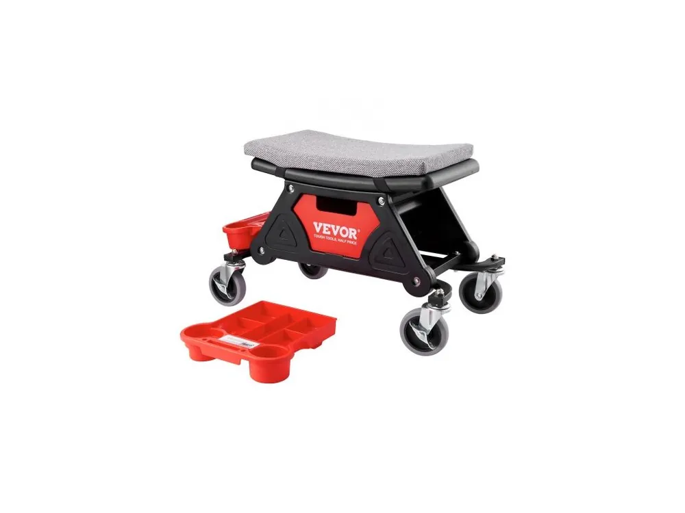 Originální Mechanická stolička , nosnost 136,1 kg, kolečková sedačka pro mechaniky s kolečky o průměru 10,2 cm, tři výsuvné podnosy na nářadí a zásuvka, odolná kolečková sedačka pro domácí garáž, kutily, automobily