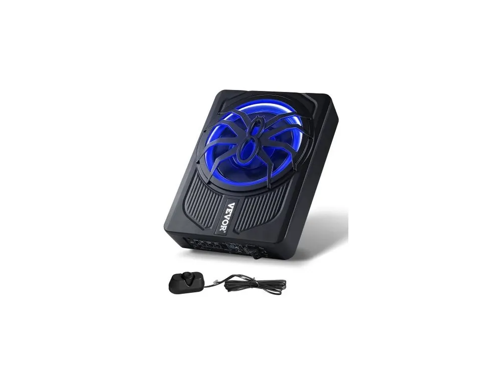 Výhodná Nabídka 10" 440W subwoofer do auta pod sedadlo, tenké aktivní subwoofery do auta s modrým ambientním světlem, nízkoprofilový audio subwoofer pod sedadlo s vestavěným zesilovačem, dálkový ovladač pro SUV, auto, nákladní auto, obytný vůz