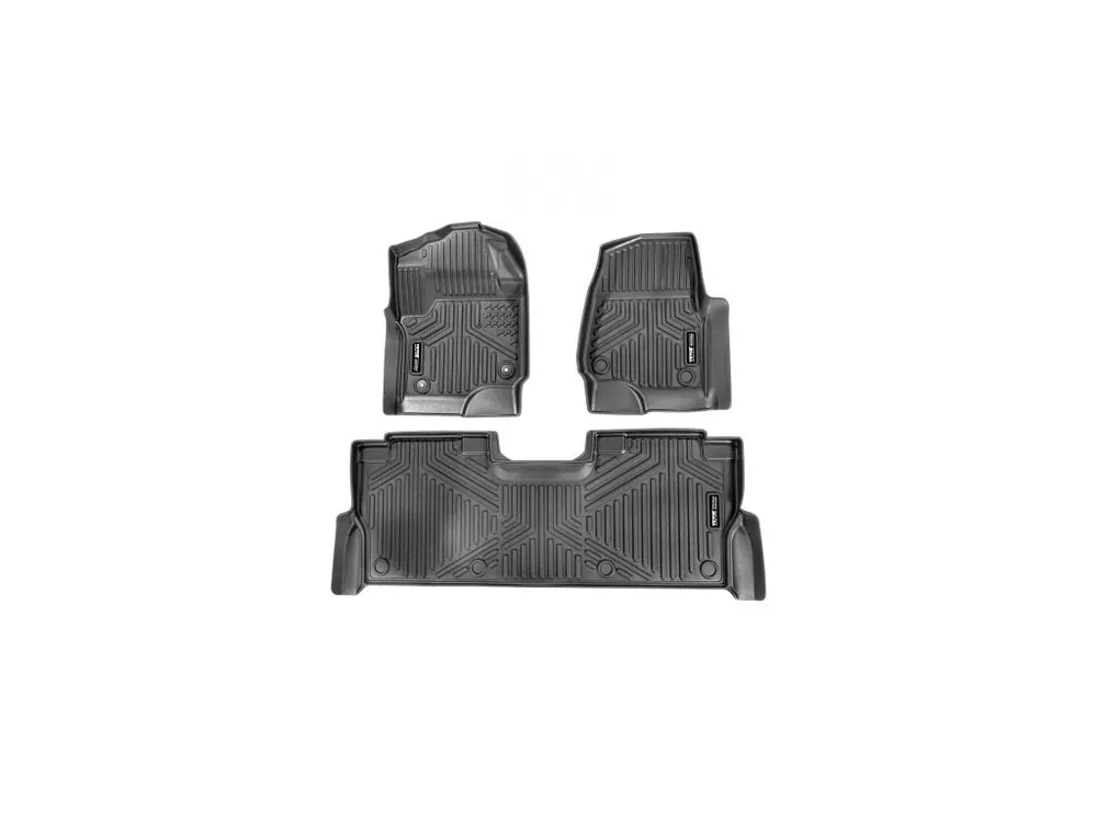 Automobilové rohože , vhodné pro Ford F250 F350 F450 F550 2017-2024 2025, super duty sedadlo Crew Cab s úložným prostorem pod sedadlem, 3 ks vložek do přední a druhé řady, podlahové vložky pro nákladní automobily, černé Výprodej