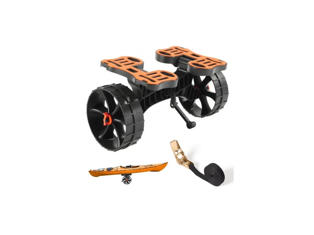 Kajakový vozík , nosnost 136,1 kg, skládací kajakový vozík s 25,4 cm plnými gumovými pneumatikami a 1 ráčnovým popruhem, vozík na paddleboardy pro přepravu kajaků, kánoí, paddleboardů, plovoucích podložek a lodí Jon Boats Levný