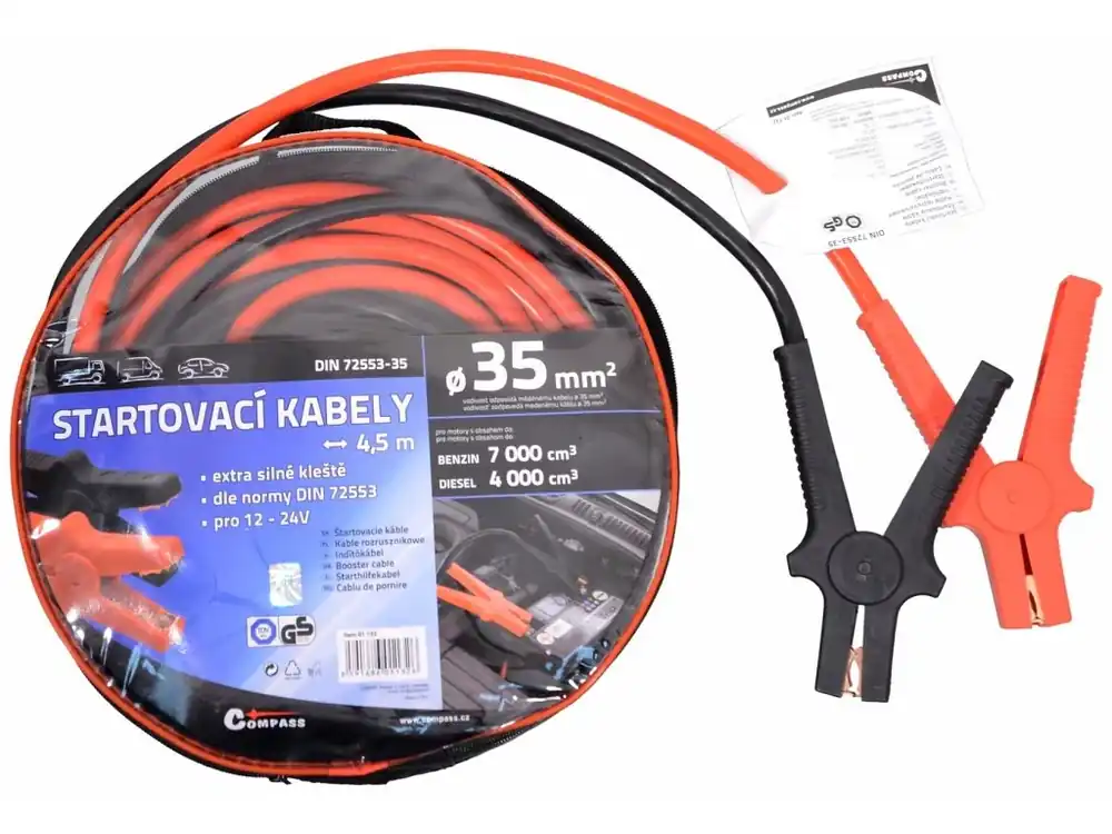 Akce Startovací kabely Compass 35 délka 4,5m TÜV/GS DIN72553