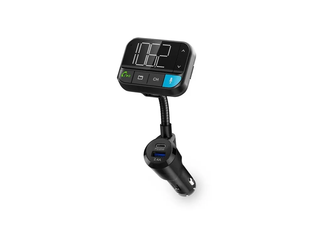 Nedis CATR1024BK - FM transmitter do auta Reproduktor 2.00 " Bluetooth® PD 20 W/QC 3.0 Google Assistant / Siri Nejlepší Cena
